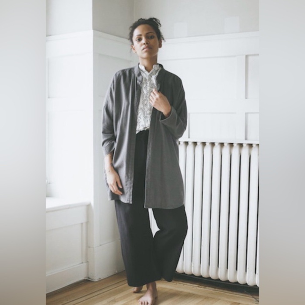 Black Crane Square Shirt - Charcoal Grey - One Size